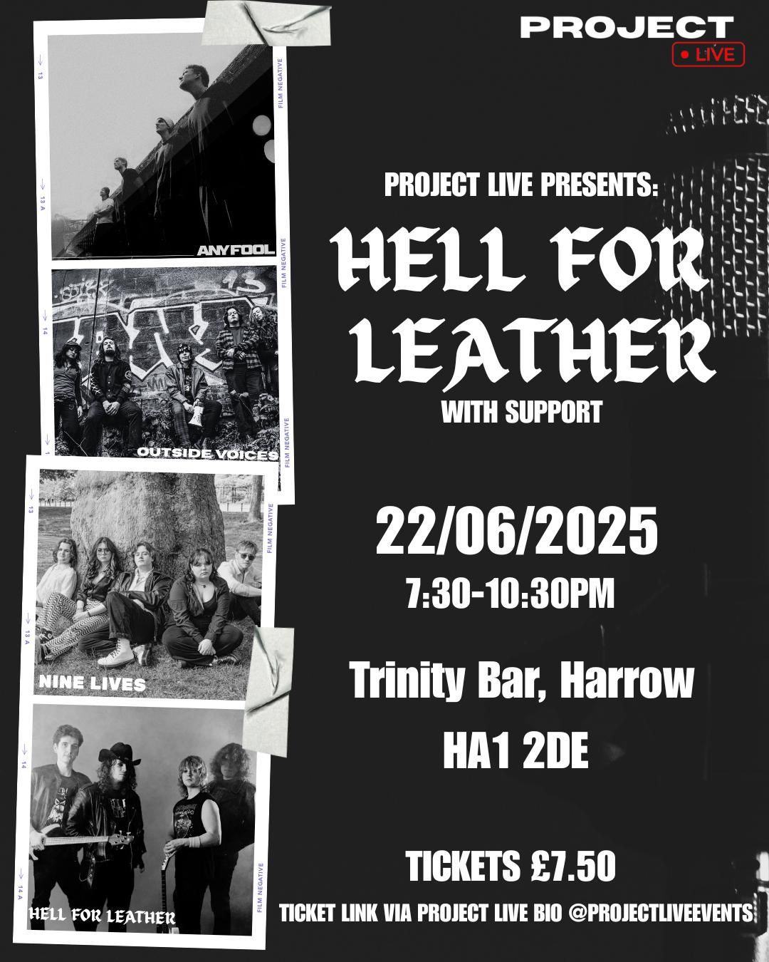 Project Live presents Hell For Leather + Support